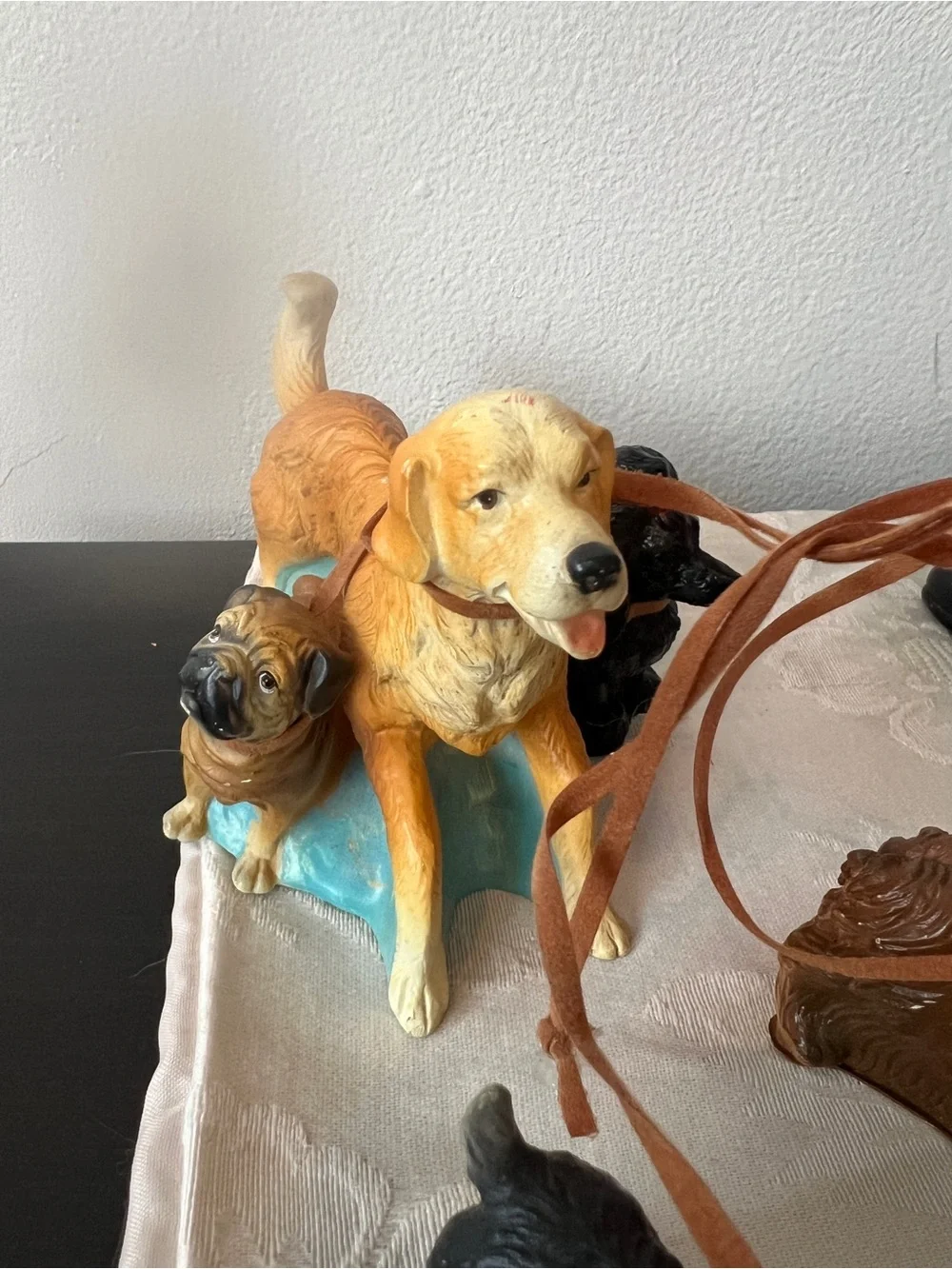 Dog Walking Santa Claus Figurine Decor